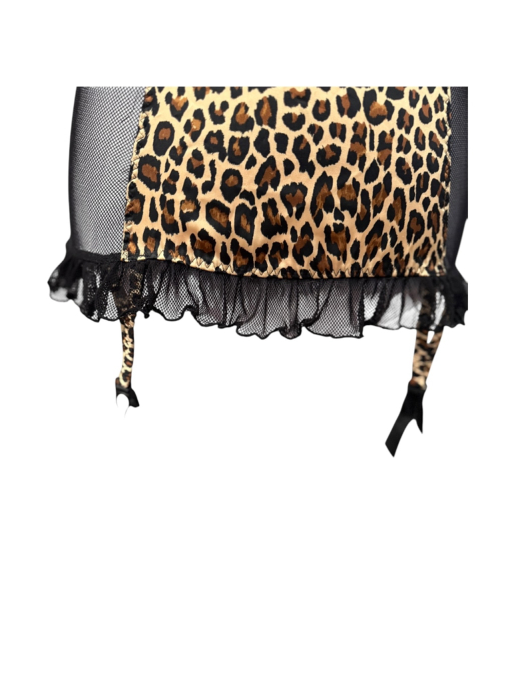 Seduction by Frederick’s of Hollywood Leopard Print Mesh Garter Chemise Size M - Picture 5 of 7
